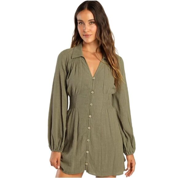 New! Lulus Best Harvest Olive Green Mini-Dress Sz M - Picture 2 of 7